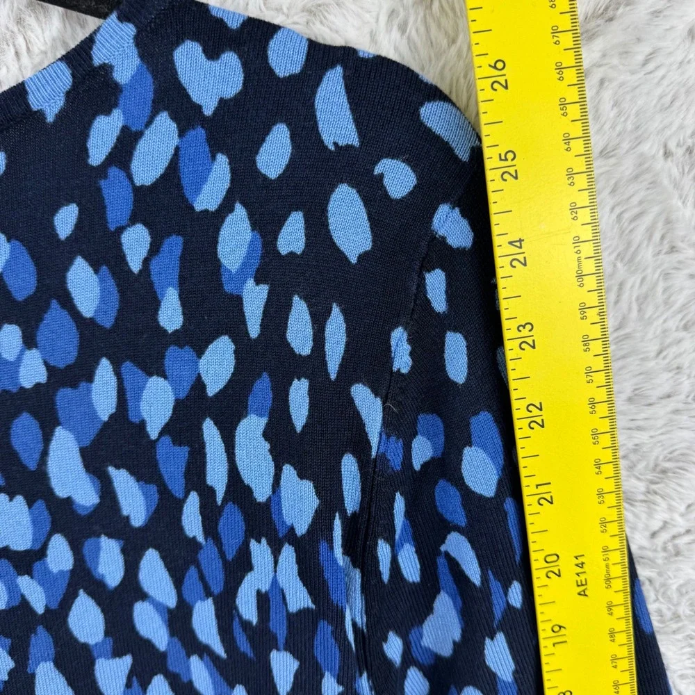 Chico's Sweater Women 2 Large Blue Navy Abstract Animal Print Ombre Pullover